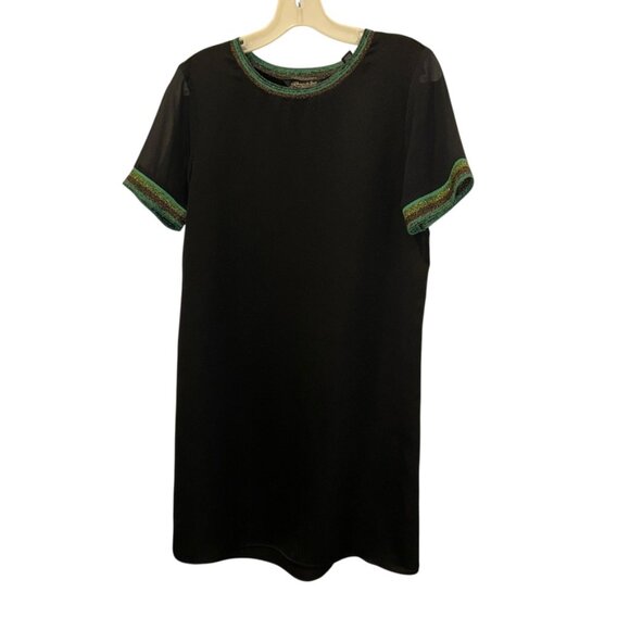 Scotch & Soda Maison black with green metallic sparkle trim shirt dress 1 Small - Picture 1 of 6